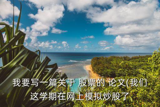 我要寫一篇關于 股票的 論文(我們這學期在網上模擬炒股了