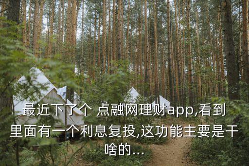 最近下了個 點融網(wǎng)理財app,看到里面有一個利息復投,這功能主要是干啥的...