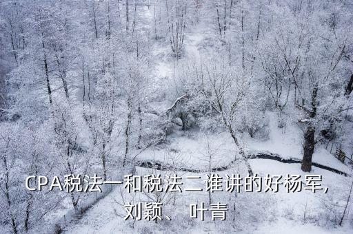 CPA稅法一和稅法二誰(shuí)講的好楊軍,劉穎、 葉青