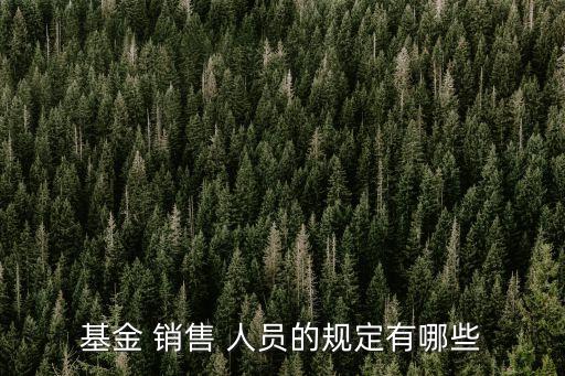 基金 銷(xiāo)售 人員的規(guī)定有哪些