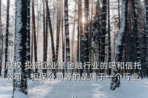股權(quán) 投資企業(yè)是金融行業(yè)的嗎和信托公司、擔(dān)保公司等的是屬于一個(gè)行業(yè)...
