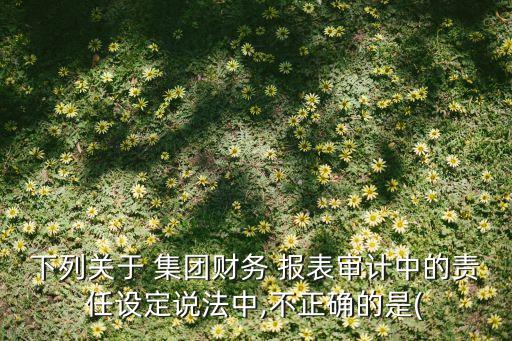 下列關于 集團財務 報表審計中的責任設定說法中,不正確的是(