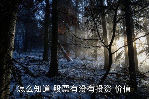 怎么知道 股票有沒(méi)有投資 價(jià)值