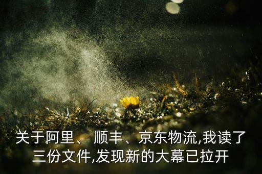 關(guān)于阿里、 順豐、京東物流,我讀了三份文件,發(fā)現(xiàn)新的大幕已拉開