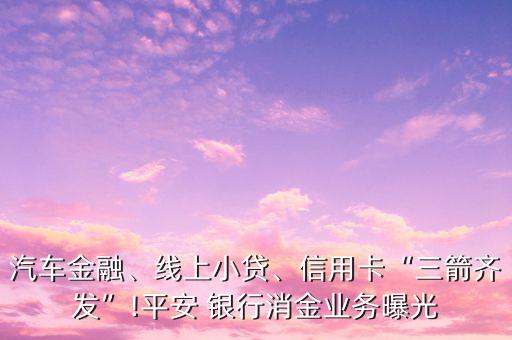 汽車金融、線上小貸、信用卡“三箭齊發(fā)”!平安 銀行消金業(yè)務曝光