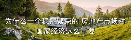為什么一個(gè)穩(wěn)定繁榮的 房地產(chǎn)市場(chǎng)對(duì)國家經(jīng)濟(jì)這么重要