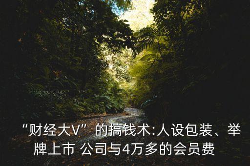 “財(cái)經(jīng)大V”的搞錢術(shù):人設(shè)包裝、舉牌上市 公司與4萬多的會(huì)員費(fèi)