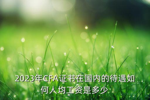 2023年CFA證書在國內的待遇如何人均工資是多少