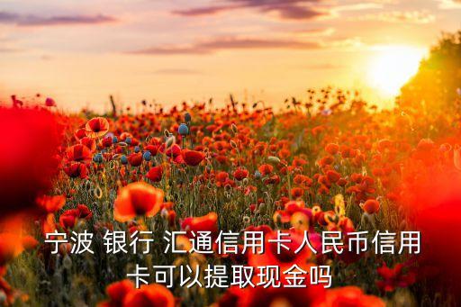  寧波 銀行 匯通信用卡人民幣信用卡可以提取現金嗎