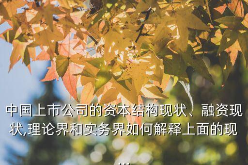 中國上市公司的資本結(jié)構(gòu)現(xiàn)狀、融資現(xiàn)狀,理論界和實務(wù)界如何解釋上面的現(xiàn)...