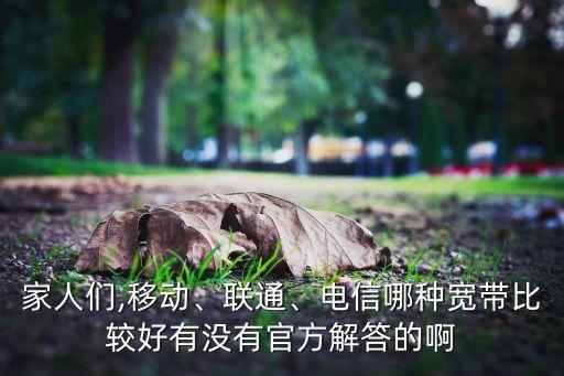 家人們,移動(dòng)、聯(lián)通、電信哪種寬帶比較好有沒有官方解答的啊
