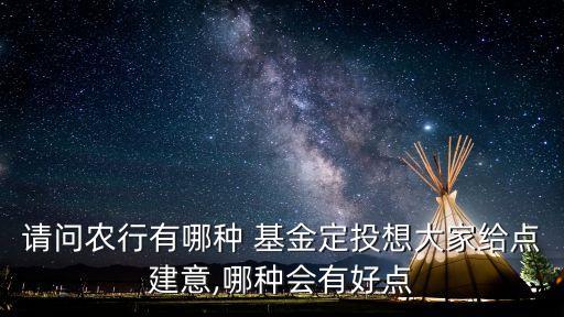 請(qǐng)問農(nóng)行有哪種 基金定投想大家給點(diǎn)建意,哪種會(huì)有好點(diǎn)
