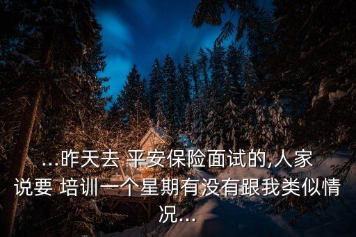 ...昨天去 平安保險(xiǎn)面試的,人家說要 培訓(xùn)一個(gè)星期有沒有跟我類似情況...