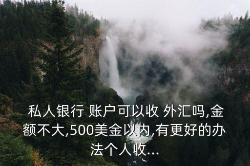  私人銀行 賬戶(hù)可以收 外匯嗎,金額不大,500美金以?xún)?nèi),有更好的辦法個(gè)人收...