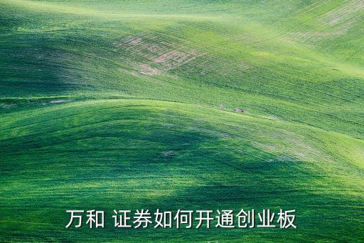 萬(wàn)和 證券如何開(kāi)通創(chuàng)業(yè)板