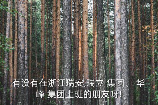 有沒有在浙江瑞安,瑞立 集團(tuán)、 華峰 集團(tuán)上班的朋友呀!