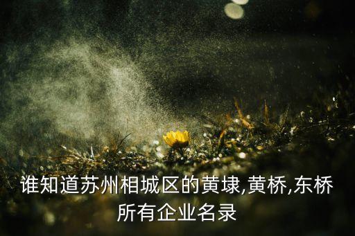 誰知道蘇州相城區(qū)的黃埭,黃橋,東橋所有企業(yè)名錄
