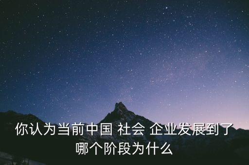 你認為當(dāng)前中國 社會 企業(yè)發(fā)展到了哪個階段為什么