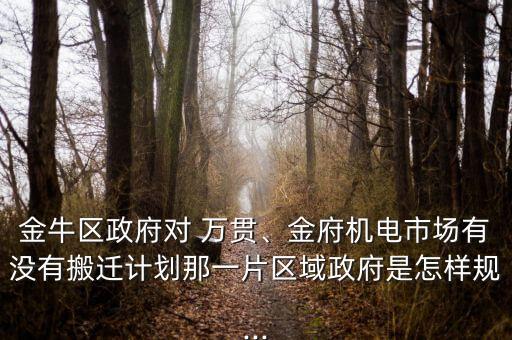 金牛區(qū)政府對(duì) 萬(wàn)貫、金府機(jī)電市場(chǎng)有沒有搬遷計(jì)劃那一片區(qū)域政府是怎樣規(guī)...