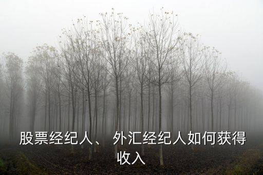 股票經(jīng)紀(jì)人、 外匯經(jīng)紀(jì)人如何獲得收入