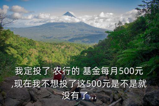 農行基金定投贖回,基金定投可以隨時贖回嗎