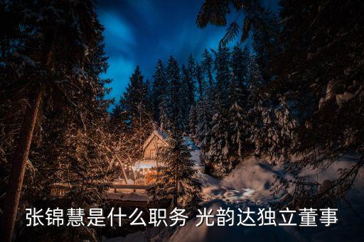 張錦慧是什么職務(wù) 光韻達獨立董事
