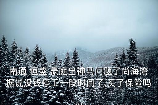 南通 恒盛 豪庭出神馬問題了尚海灣據說沒錢停工一段時間了,買了保險嗎...