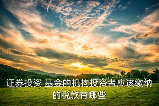 證券投資 基金的機構投資者應該繳納的稅款有哪些