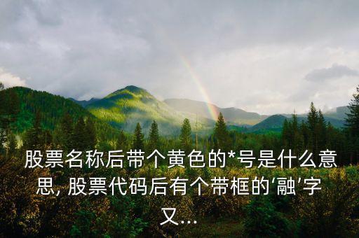 股票上顯示標星號,股票標星號是什么意思
