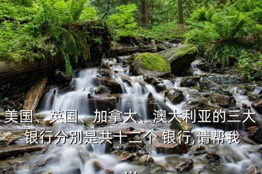 美國、英國、加拿大、澳大利亞的三大 銀行分別是共十二個 銀行,請幫我...