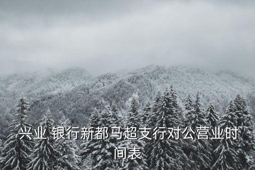  興業(yè) 銀行新都馬超支行對公營業(yè)時(shí)間表