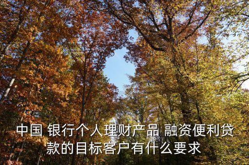 中國(guó) 銀行個(gè)人理財(cái)產(chǎn)品 融資便利貸款的目標(biāo)客戶(hù)有什么要求