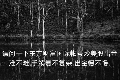 請(qǐng)問(wèn)一下東方財(cái)富國(guó)際帳號(hào)炒美股出金難不難,手續(xù)復(fù)不復(fù)雜,出金慢不慢...