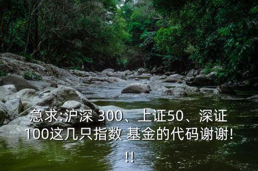 急求:滬深 300、上證50、深證100這幾只指數(shù) 基金的代碼謝謝!!!