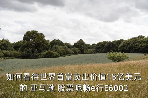 如何看待世界首富賣出價值18億美元的 亞馬遜 股票呢暢e行E6002