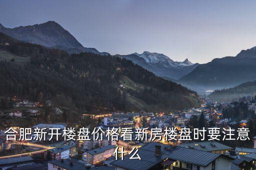 合肥新開樓盤價格看新房樓盤時要注意什么