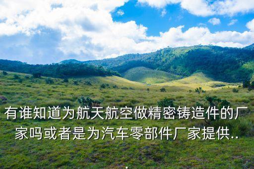 有誰(shuí)知道為航天航空做精密鑄造件的廠(chǎng)家嗎或者是為汽車(chē)零部件廠(chǎng)家提供...