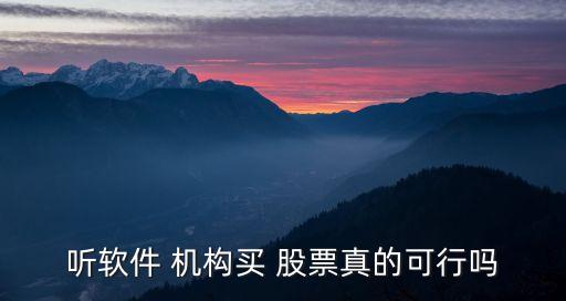聽軟件 機構(gòu)買 股票真的可行嗎