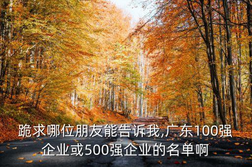 跪求哪位朋友能告訴我,廣東100強企業(yè)或500強企業(yè)的名單啊