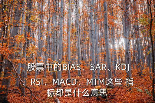  股票中的BIAS、SAR、KDJ、RSI、MACD、MTM這些 指標(biāo)都是什么意思