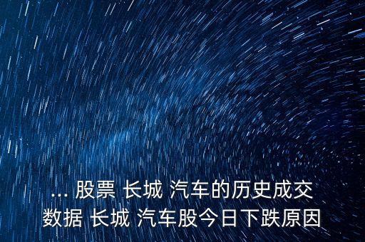 長(zhǎng)城汽車(chē)股票暴跌,601633長(zhǎng)城汽車(chē)股票行情