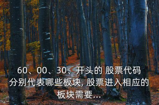60、00、30、開頭的 股票代碼分別代表哪些板塊, 股票進(jìn)入相應(yīng)的板塊需要...