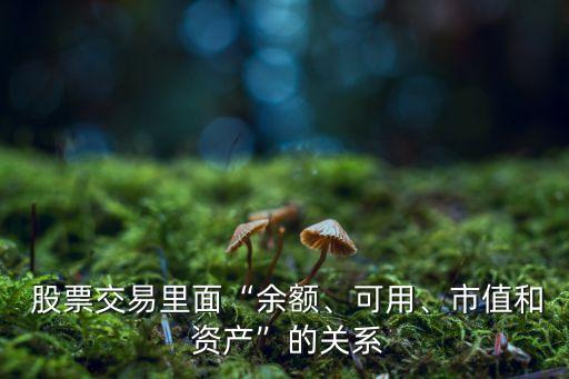  股票交易里面“余額、可用、市值和 資產(chǎn)”的關(guān)系