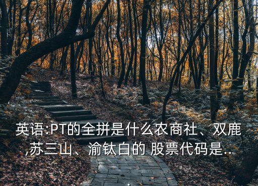 英語:PT的全拼是什么農商社、雙鹿,蘇三山、渝鈦白的 股票代碼是...