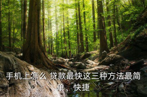 手機上怎么 貸款最快這三種方法最簡單、快捷