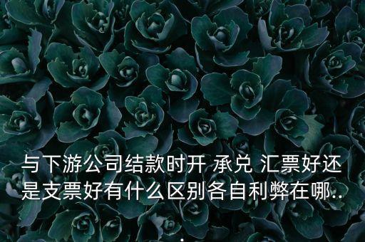 與下游公司結(jié)款時(shí)開(kāi) 承兌 匯票好還是支票好有什么區(qū)別各自利弊在哪...