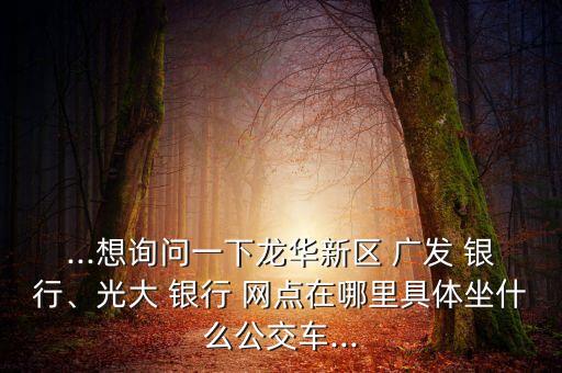 ...想詢問一下龍華新區(qū) 廣發(fā) 銀行、光大 銀行 網(wǎng)點(diǎn)在哪里具體坐什么公交車...