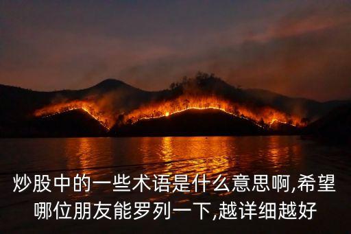 炒股中的一些術(shù)語(yǔ)是什么意思啊,希望哪位朋友能羅列一下,越詳細(xì)越好