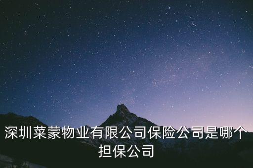 深圳菜蒙物業(yè)有限公司保險(xiǎn)公司是哪個擔(dān)保公司