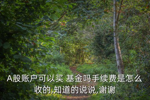 A股賬戶可以買 基金嗎手續(xù)費(fèi)是怎么收的,知道的說(shuō)說(shuō),謝謝